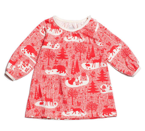 Aurora-Baby-Dress-–-Winter-Forest-Red